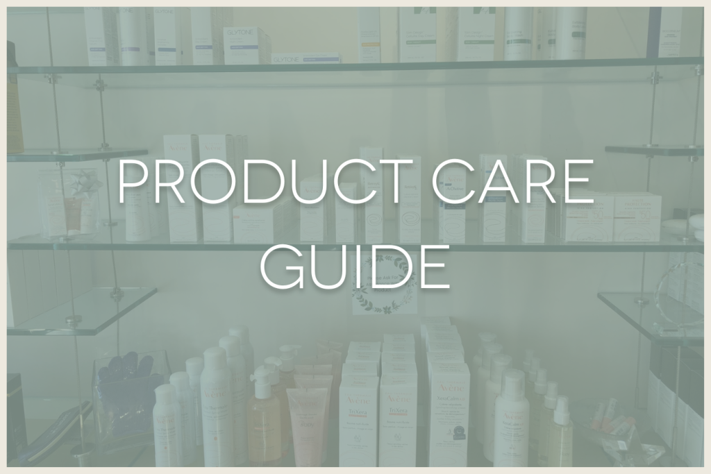 image of products on shelves, title says product care guide