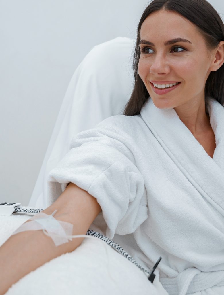 woman receiving iv treatment